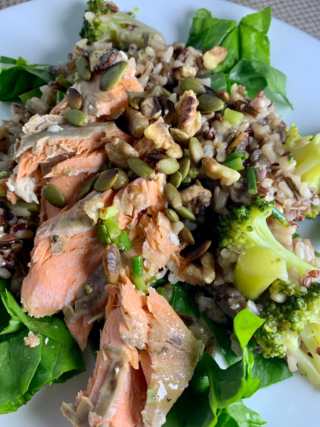 Wild Rice Salad with Pan-Seared Salmon & Chive Vinaigrette