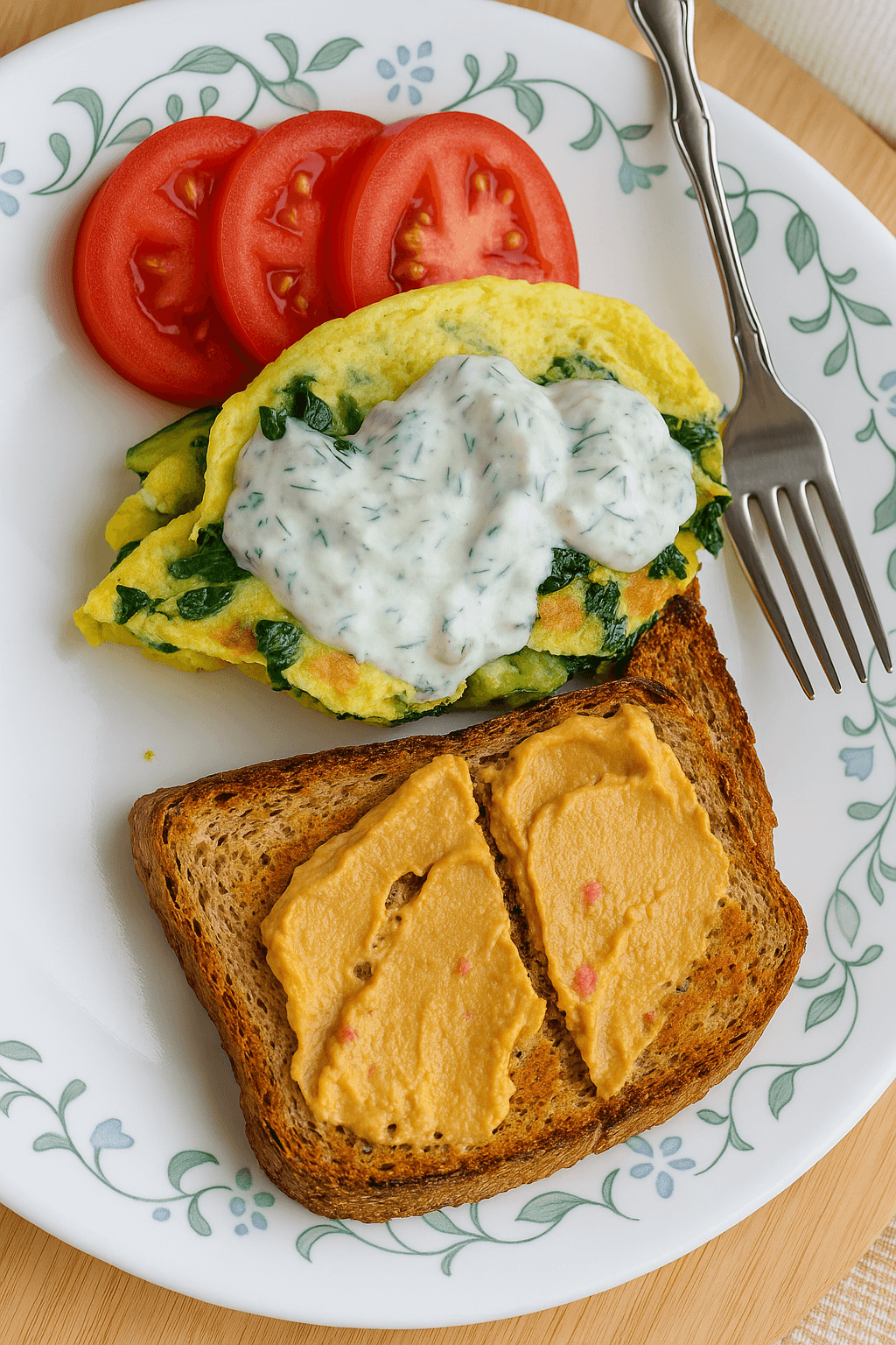 Spinach and Feta Omelet with Herby Yogurt