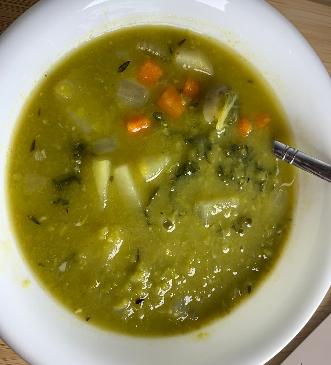 Split Pea and Greens Soup with Potatoes