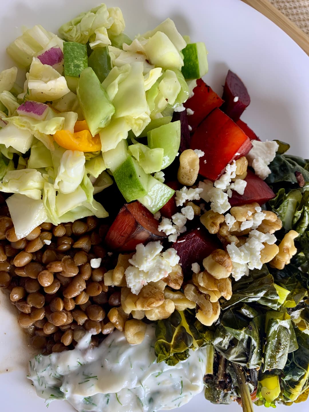 Roasted Beet & Lentil Power Bowl with Walnuts and Herby Yogurt